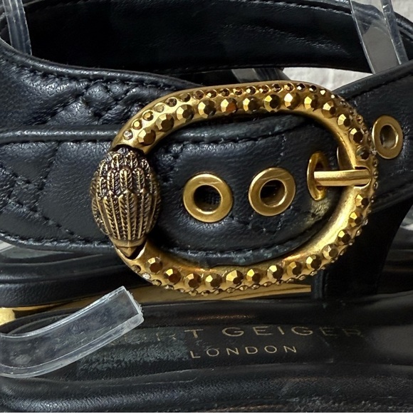 KURT GEIGER Mayfair Black Quilted Leather Ankle Strap SANDALS Black NEW Size 36 - Picture 3 of 13